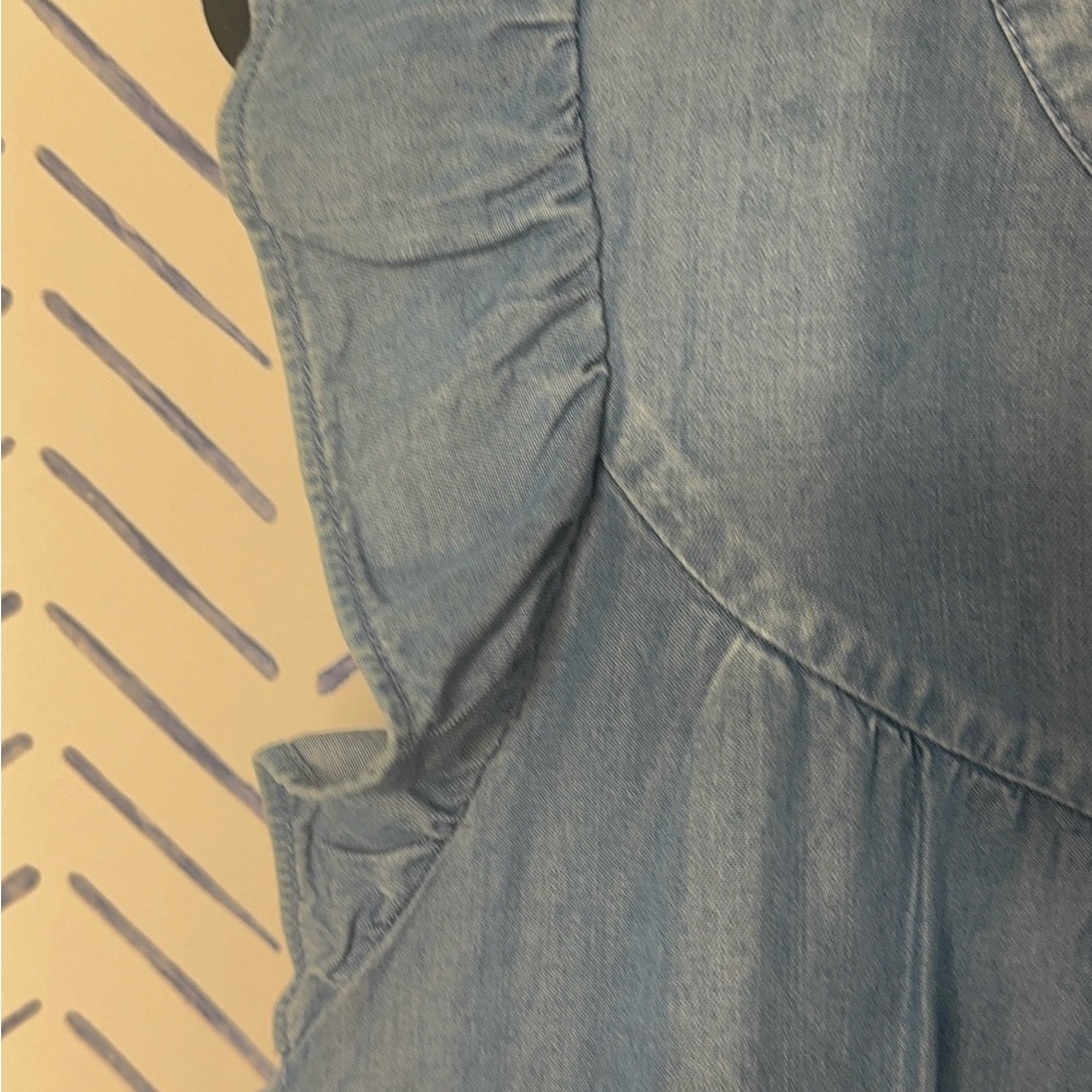 LOFT Chambray Cap Sleeve Ruffle top Xl - Picture 3 of 5